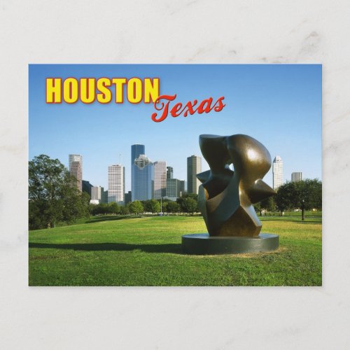Houston Skyline from Eleanor Tinsley Park TX Postcard