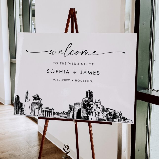 Houston Skyline Modern Wedding Welcome Foam Board (Creator Uploaded)