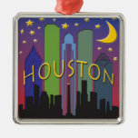 Houston Skyline Nightlife Metal Ornament at Zazzle