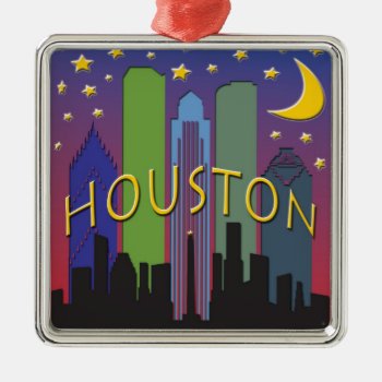 Houston Skyline Nightlife Metal Ornament by theJasonKnight at Zazzle