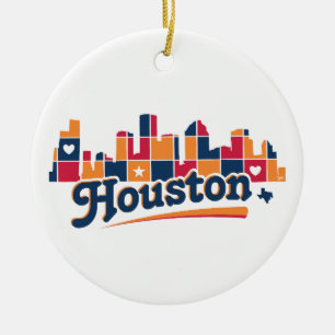 Houston Skyline Patchwork Ceramic Ornament