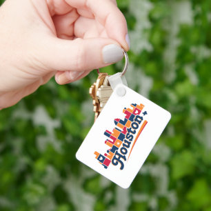 Houston Skyline Patchwork, Texas Keychain