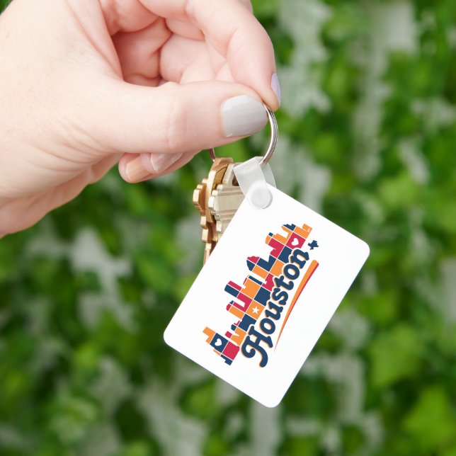 Houston Skyline Patchwork, Texas Keychain (Hand)