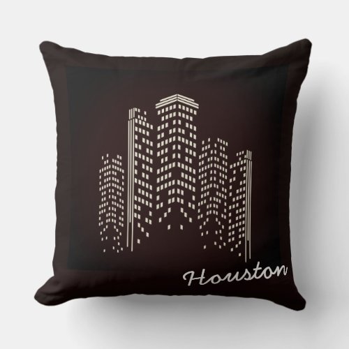 Houston Skyline Polyester Pillow
