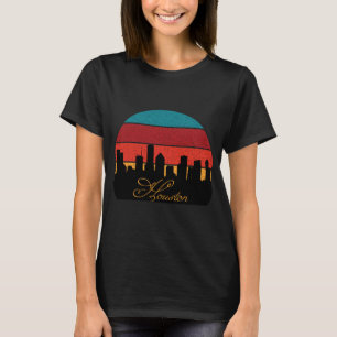 Houston Skyline Retro Sunset Travel T-Shirt