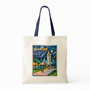 Houston Skyline Space Center Rocket Van Gogh Kids Tote Bag