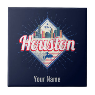 Houston Skyline Texas United States Vintage USA Ceramic Tile