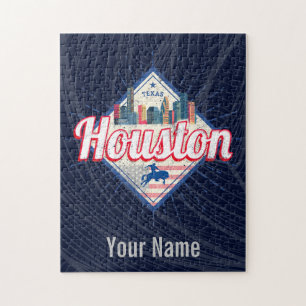 Houston Skyline Texas United States Vintage USA Jigsaw Puzzle