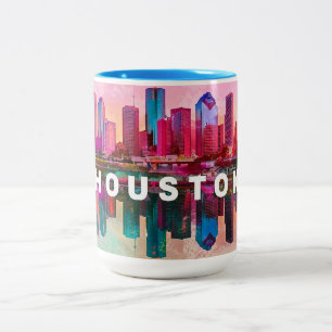 Houston Skyline Urban City Art Two-Tone Coffee Mug