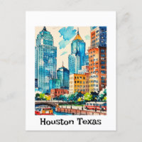 Houston Skyline water color