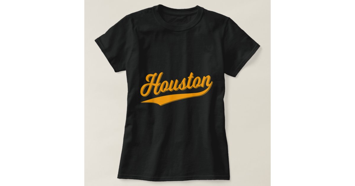 HOUSTON SPORTS SCRIPT CURSIVE TEXT CLASSIC SWOOSH T-Shirt