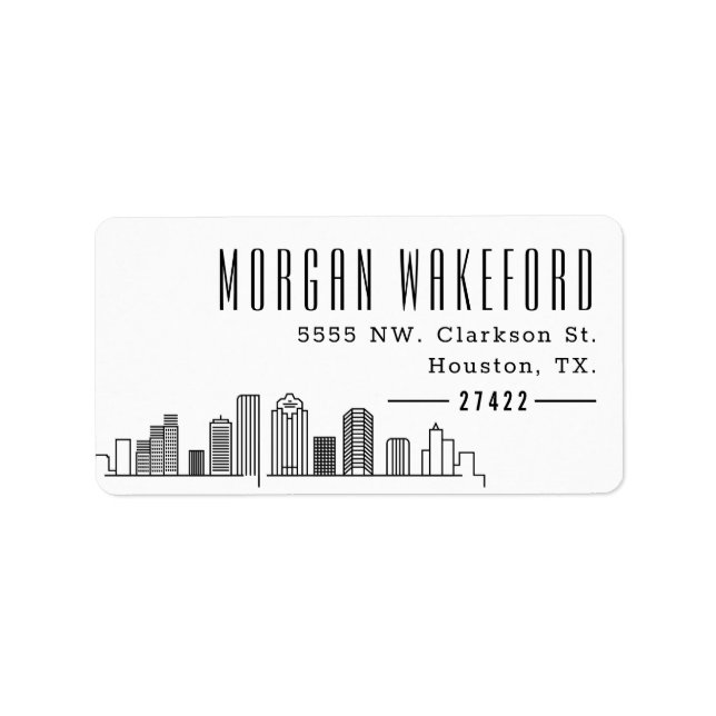 Houston Stylized Skyline Large Address Label (Front)