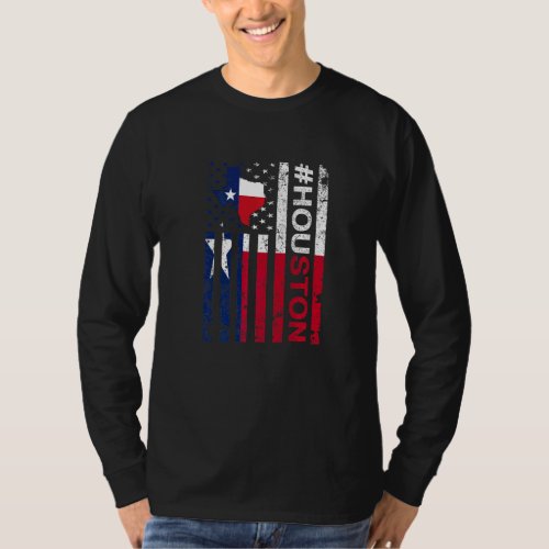 Houston Texas American Flag  Texas State Usa Pride T_Shirt