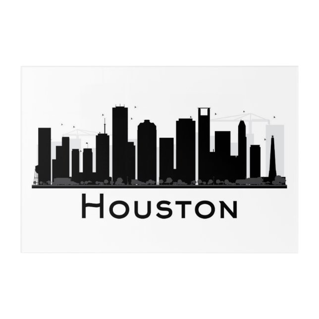 Houston, Texas | Black & White City Skyline Acrylic Print (Front)