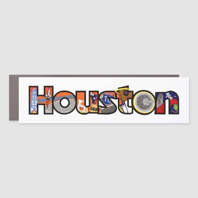 Houston Texas Bumper Sticker Car Magnet (Front)
