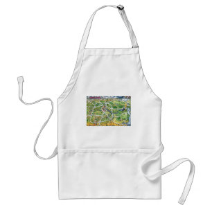 Houston Texas Cartoon Map Adult Apron
