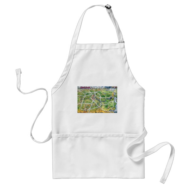 Houston Texas Cartoon Map Adult Apron (Front)