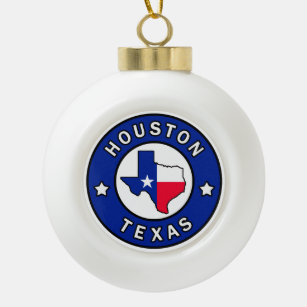 Houston Texas Ceramic Ball Christmas Ornament