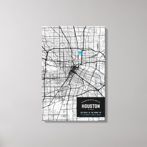 Houston Texas City Map  Mark Your Location Canvas Print