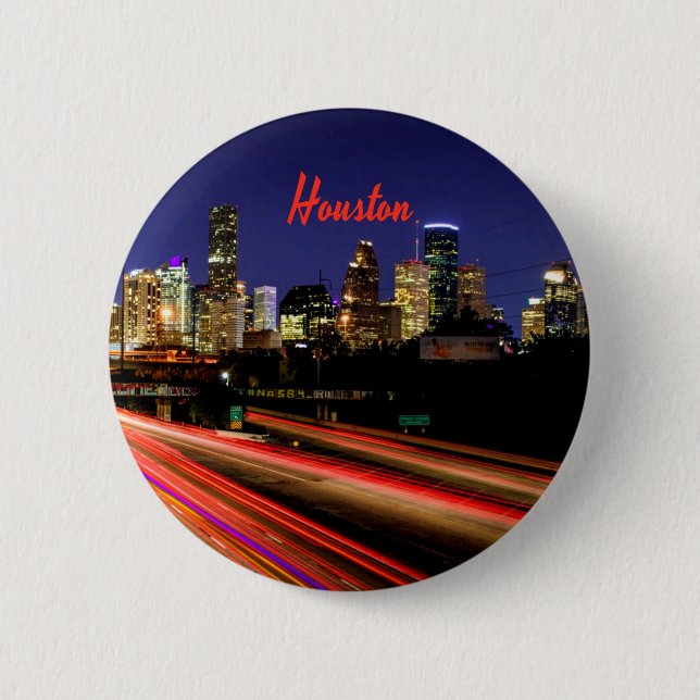 Houston Texas City Skyline Button (Front)
