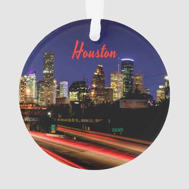Houston Texas City Skyline Ornament (Back)