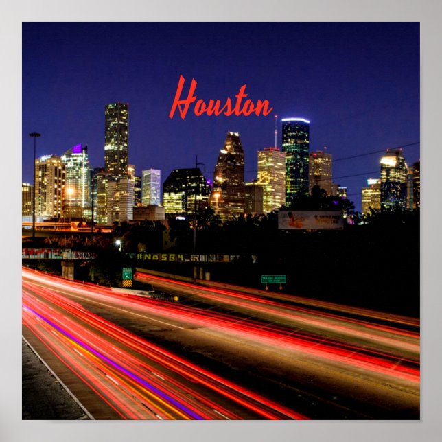 Houston Texas City Skyline Poster (Front)