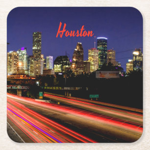 Houston Texas City Skyline Square Paper Coaster