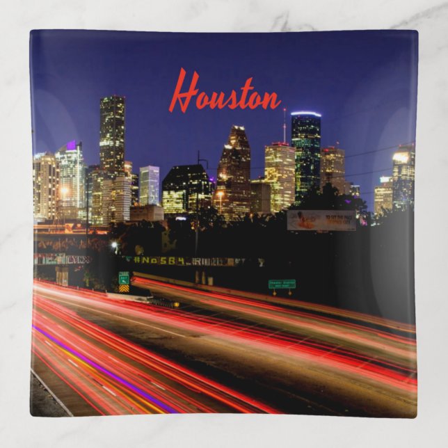 Houston Texas City Skyline Trinket Tray (Front)