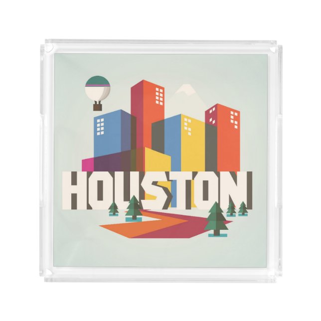 Houston, Texas | Cityscape Design Acrylic Tray (Front)