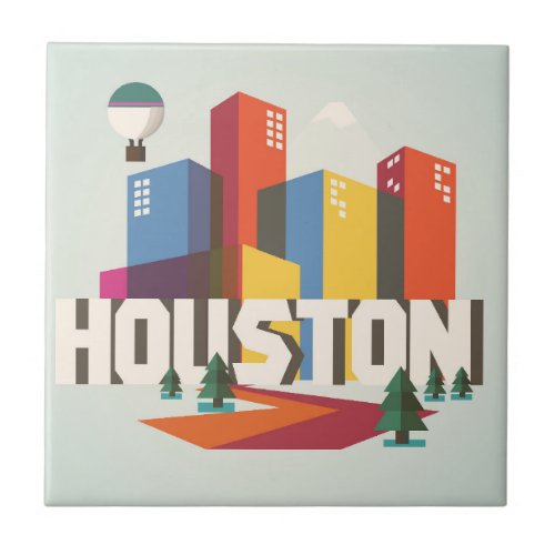 Houston Texas  Cityscape Design Ceramic Tile