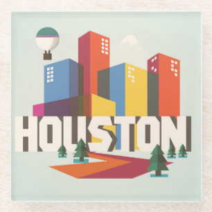 Houston, Texas   Cityscape Design Glass Coaster