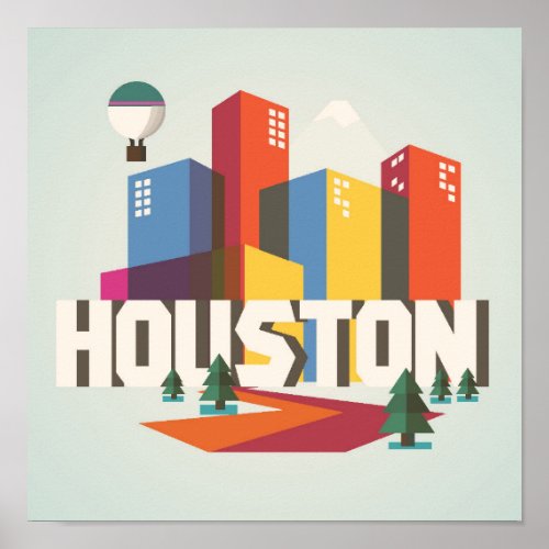 Houston Texas  Cityscape Design Poster