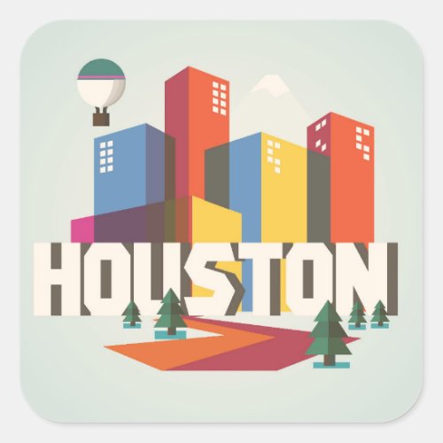 Houston Texas  Cityscape Design Square Sticker