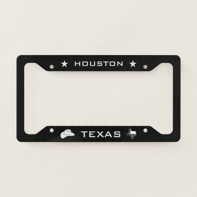 Houston Texas Cowboy Hat  License Plate Frame (Front)