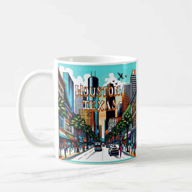Houston, Texas Downtown City View Abstract Art Coffee Mug (Left)