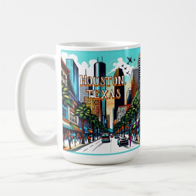Houston, Texas Downtown City View Abstract Art Coffee Mug (Left)