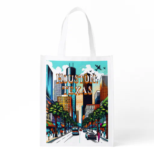 Houston, Texas Downtown City View Abstract Art Grocery Bag