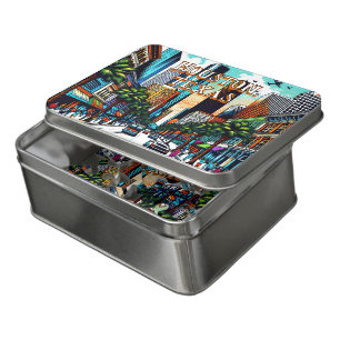 Houston, Texas Downtown City View Abstract Art Jigsaw Puzzle