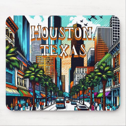 Houston Texas Downtown City View Abstract Art Mouse Pad