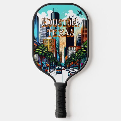 Houston Texas Downtown City View Abstract Art Pickleball Paddle