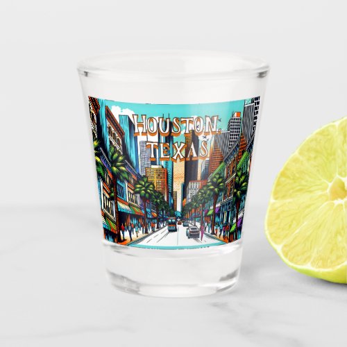 Houston Texas Downtown City View Abstract Art Shot Glass