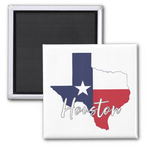 Houston Texas Flag Map Magnet