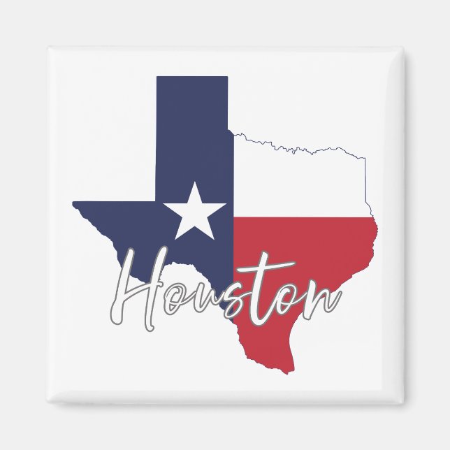 Houston, Texas Flag Map Magnet (Front)