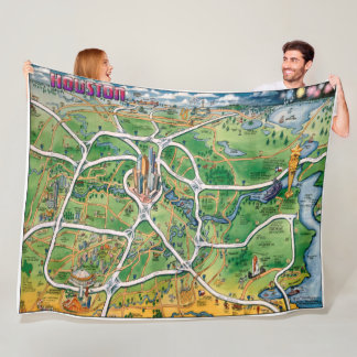 Houston Texas Fun Map Fleece Blanket