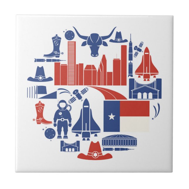 Houston Texas Icons Ceramic Tile (Front)