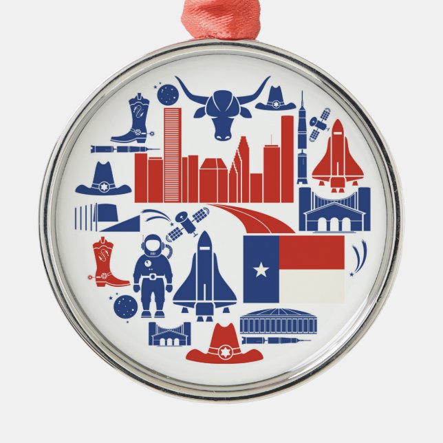 Houston Texas Icons Metal Ornament (Front)