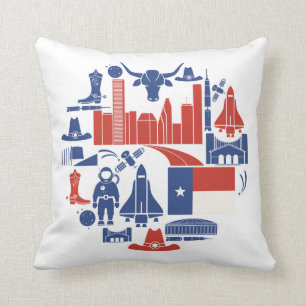 Houston Texas Icons Throw Pillow