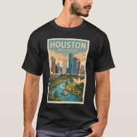 Houston Texas Illustration Travel Art Vintage