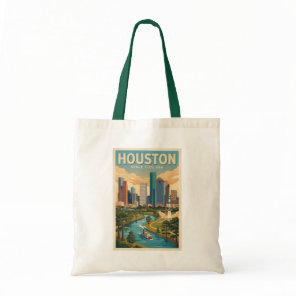 Houston Texas Illustration Travel Art Vintage Tote Bag