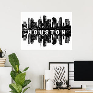 Houston, Texas in black ink Poster